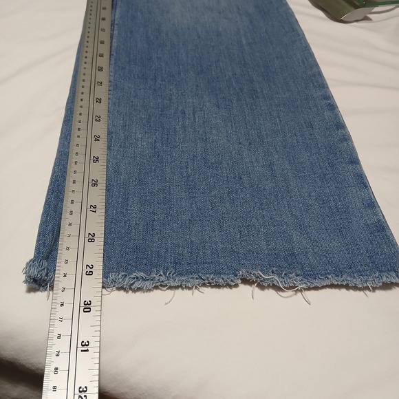 OAT New York Women Wide Leg Cropped Jeans Frayed Hem Blue Size 6 28 - Picture 6 of 8